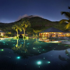 Hilton Seychelles Labriz Resort & Spa - Luxury Seychelles Honeymoon Packages - Pool at night