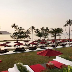 The Vijitt - Luxury Thailand Honeymoon Packages - aerial view of beach and pool