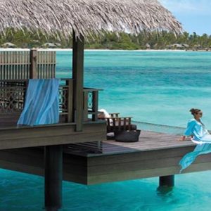 Maldives Honeymoon Packages Shangri La’s Villingili Resort And Spa Women On Deck At Water Villa