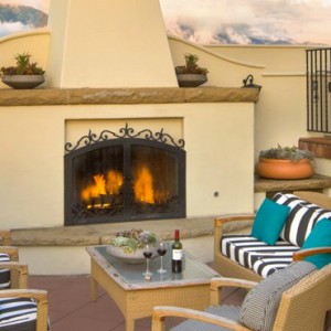 outside fireplace - Kimpton canary Hotel Santa Barbra - Luxury Los Angeles Honeymoon Packages