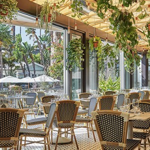 restaurant- Fairmont Miramar Hotel and Bungalows - luxury los angeles honeymoon packages