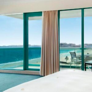 Dubai Honeymoon Packages Hilton Dubai Jumeirah Beach King Corner Alcove Room Sea View Bedroom 3