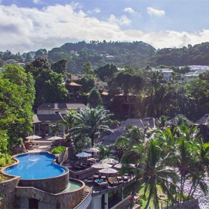 Hilton Seychelles Northolme Resort & Spa - Luxury Seychelles Honeymoon Packages - infinity pool aerial view