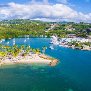 Capella Marigot Bay Resort and Spa - Luxury St Lucia honeymoon packages - Beach aerial view