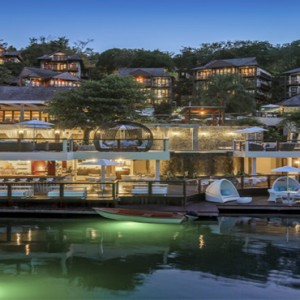 Capella Marigot Bay Resort and Spa - Luxury St Lucia honeymoon packages - exterior at dusk