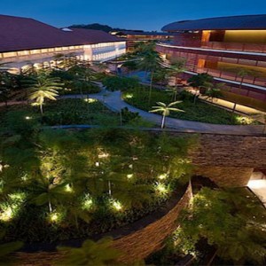 Capella Singapore - Luxury Singapore Honeymoon Packages - courtyard at night