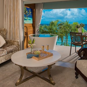 Emerald Beachfront Club Level Junior Suite w Balcony Tranquility Soaking Tub - sandals regency la toc - luxury st lucia honeymoons