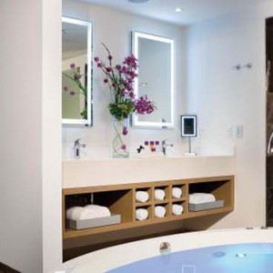 Breathless Riviera Cancun resort and spa - Luxury Mexico Honeymoon packages - Xhale Club master Suite bathroom