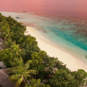 Sunset Aerial View Outrigger Konotta Maldives Resort Maldives Honeymoons