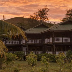 Acajou Beach Resort - Luxury Seychelles Honeymoon Packages - hotel exterior at night