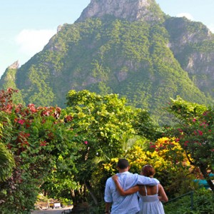 Southfield Estate Resort - Luxury St Lucia honeymoon Packages - couple touring piton mountains