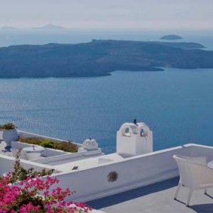 Cliff Side Suites Santorini - Luxury Greece Honeymoon Packages - aerial view of aegean sea