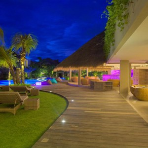 Blue Karma Seminyak - Luxury Bali Honeymoon packages - restaurant exterior at night