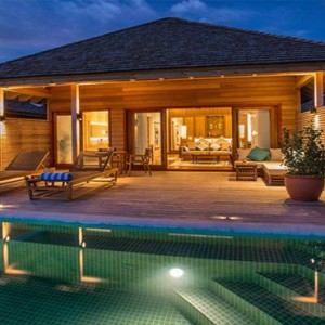 Hurawalhi Island - Luxury Maldives Honeymoon Packages - Ocean Pool Villas exterior at night