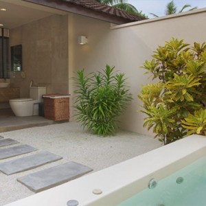 Lily Beach Resort and Spa at Huvahendhoo - Luxury Maldives Honeymoon Packages - Beach Villa bathroom view