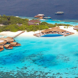 Lily Beach Resort and Spa at Huvahendhoo - Luxury Maldives Honeymoon Packages - aerial view1