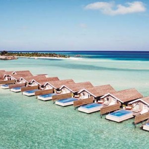 Lux South Ari Atoll - Luxury Maldives Honeymoon Packages - Aerial view of overwater villas