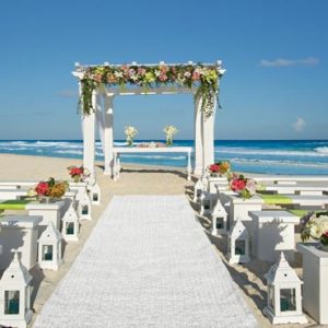 Mexico Honeymoon Packages Secrets The Vine Cancun White Green Beach Wedding Setup