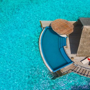 Milaidhoo Island Maldives - Luxury Maldives Honeymoon Packages - Water Pool Villa aerial view