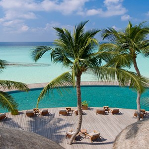 Milaidhoo Island Maldives - Luxury Maldives Honeymoon Packages - aerial view of pool bar