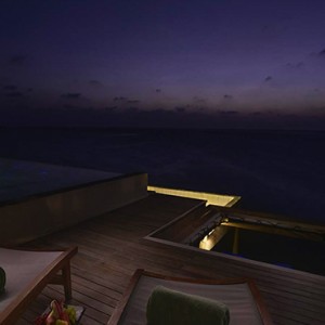 Ozen by Atmosphere at Maadhoo Island - Luxury Maldives Honeymoon Packages - OZEN Water suite pool at night