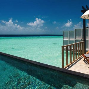 Ozen By Atmosphere At Maadhoo Island Luxury Maldives Honeymoon Packages Wind Villa With Pool Exterior Pool Deck