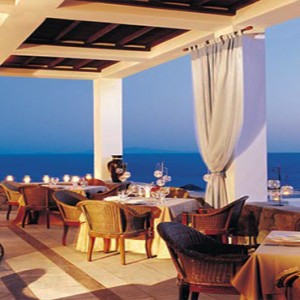 Royal Myconian Hotel and Thalassa Spa - Luxury Greece Honeymoon Packages - Ambrosia Terrace and restaurant