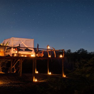 Samara Private Game Reserve - Luxury South Africa Honeymoon Packages - Star bed treehouse at night