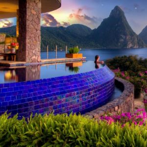 St Lucia Honeymoon Packages Jade Mountain Villa With Pool At Night