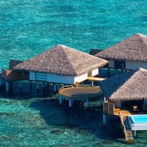 Velassaru Maldives - Luxury Maldives Honeymoon Packages - aerial view of overwater villas1