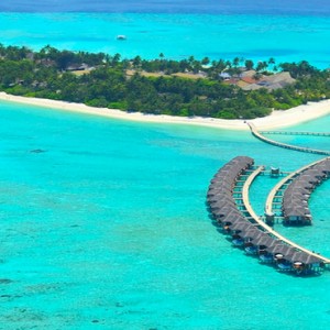 Velassaru Maldives - Luxury Maldives Honeymoon Packages - aerial view of water villas