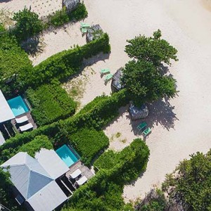 Keyonna Beach - Luxury Antigua Honeymoon Packages - aerial view of some of the Beachfront Pool Cottages