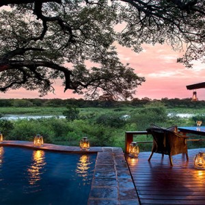 Lion Sands Game Reserve - Luxury South Africa Honeymoon Packages - Tinga lodge pool and deck