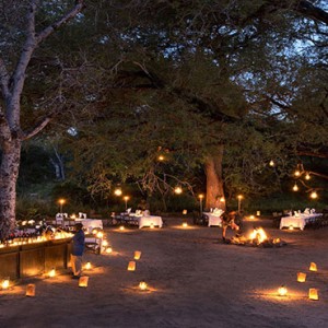 Lion Sands Game Reserve - Luxury South Africa Honeymoon Packages - outdoor dining at night