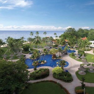 Malaysia Honeymoon Packages Shangri La Rasa Sayang Resort Aerial View