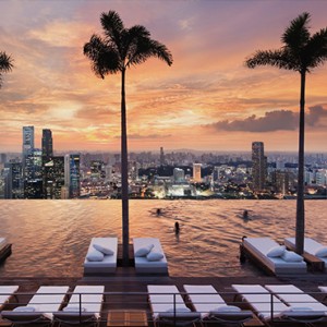 Marina Bay Sands - Luxury Singapore Honeymoon Packages - infinity rooftop pool at sunset