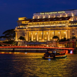 Singapore Honeymoon Packages Fullerton Hotel Exterior At Night