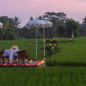 Bali Honeymoon Packages The Chedi Club Tanah Gajah, Ubud Private Dining On Rice Paddy Field