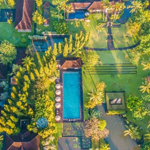 Bali Honeymoon Packages The Chedi Club Tanah Gajah, Ubud Aerial View1