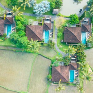 Bali Honeymoon Packages The Chedi Club Tanah Gajah, Ubud Pool Villa Aerial View