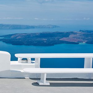 Greece Honeymoon Packages Chromata Hotel Santorini Seating Sea View