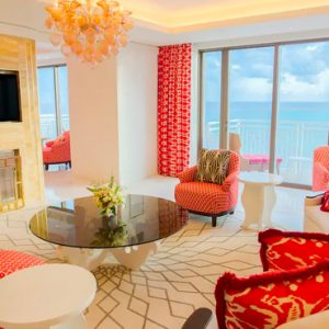 Bahamas Honeymoon Packages Grand Hyatt Baha Mar Two Bedroom Ocean View Residence Monaco With One King Bed In Each Room (East Tower) Living Room View