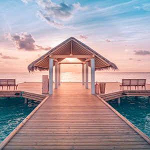 Maldives Honeymoon Packages Sun Siyam Iru Veli Jetty At Sunset