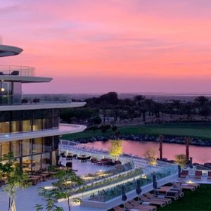 Dubai Honeymoon Packages JA Lake View Hotel Hotel Exterior At Dusk