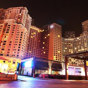 Dubai Honeymoon Packages Amwaj Rotana Hotel Exterior At Night