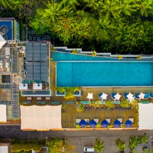 Aerial View Of Pool De Vins Sky Hotel Seminyak Bali Honeymoons