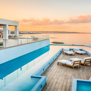 Restaurant Exterior Abaton Island Resort & Spa Greece Honeymoons