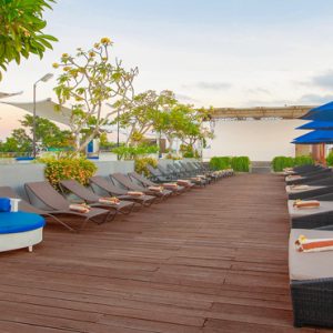 Rooftop Relaxing Stage De Vins Sky Hotel Seminyak Bali Honeymoons