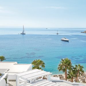 Panoramic Views Of Psarou Beach Grecotel Mykonos Blu Hotel Greece Honeymoons