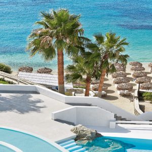 View Of Infinity Pools And Psarou Beach Grecotel Mykonos Blu Hotel Greece Honeymoons